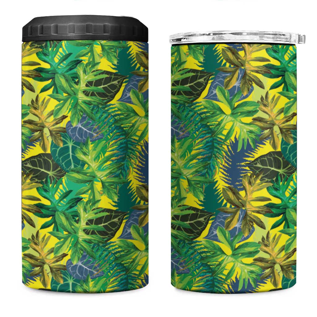 Hawaii Summer Tropical Leaves 4 in 1 Can Cooler Tumbler LT01 One Size: 16 oz Yellow - Polynesian Pride