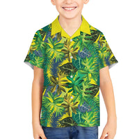 Hawaii Summer Tropical Leaves Family Matching Long Sleeve Bodycon Dress and Hawaiian Shirt LT01 Son's Shirt Yellow - Polynesian Pride