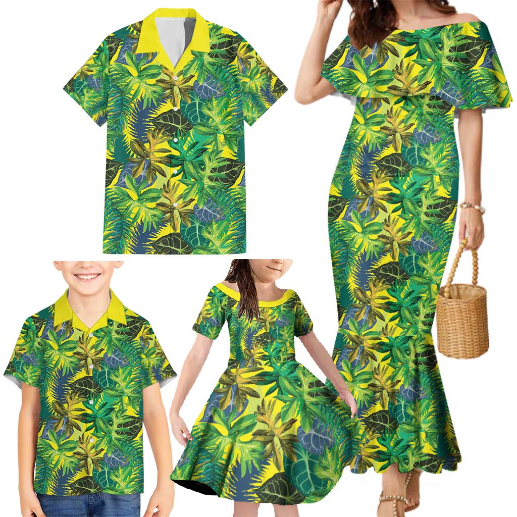 Hawaii Summer Tropical Leaves Family Matching Mermaid Dress and Hawaiian Shirt LT01 - Polynesian Pride