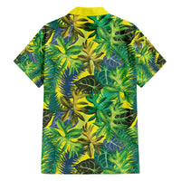 Hawaii Summer Tropical Leaves Family Matching Off The Shoulder Long Sleeve Dress and Hawaiian Shirt LT01 - Polynesian Pride