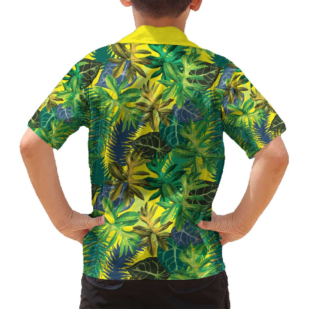 Hawaii Summer Tropical Leaves Family Matching Off Shoulder Short Dress and Hawaiian Shirt - Polynesian Pride