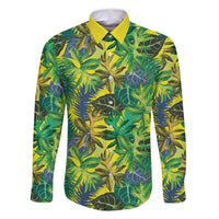 Hawaii Summer Tropical Leaves Family Matching Off Shoulder Short Dress and Hawaiian Shirt - Polynesian Pride