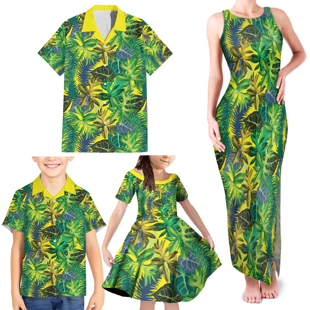 Hawaii Summer Tropical Leaves Family Matching Tank Maxi Dress and Hawaiian Shirt LT01 - Polynesian Pride