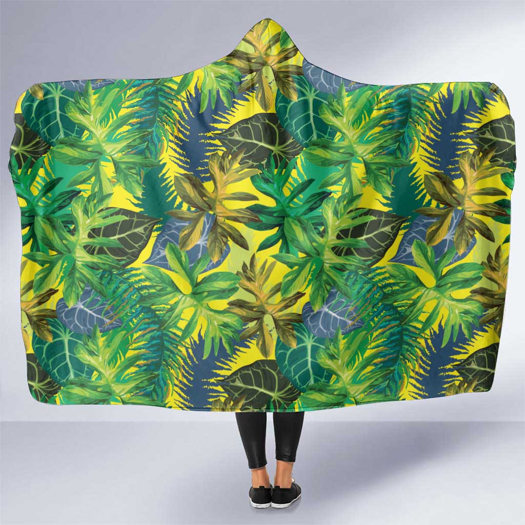 Hawaii Summer Tropical Leaves Hooded Blanket LT01 One Size Yellow - Polynesian Pride