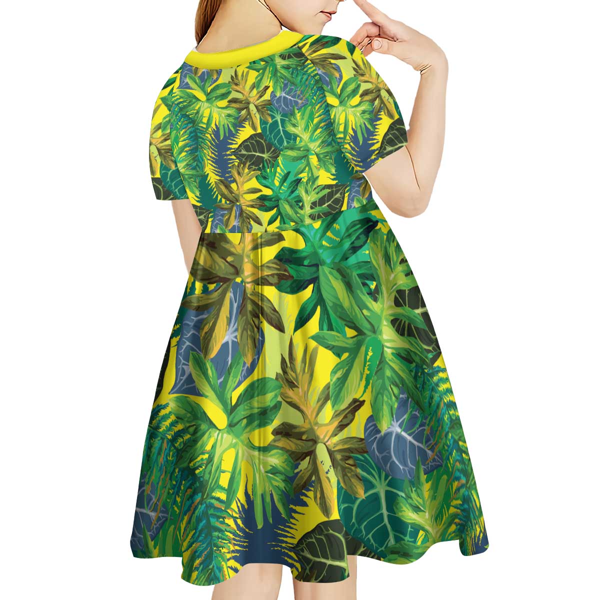 Hawaii Summer Tropical Leaves Kid Short Sleeve Dress LT01 - Polynesian Pride