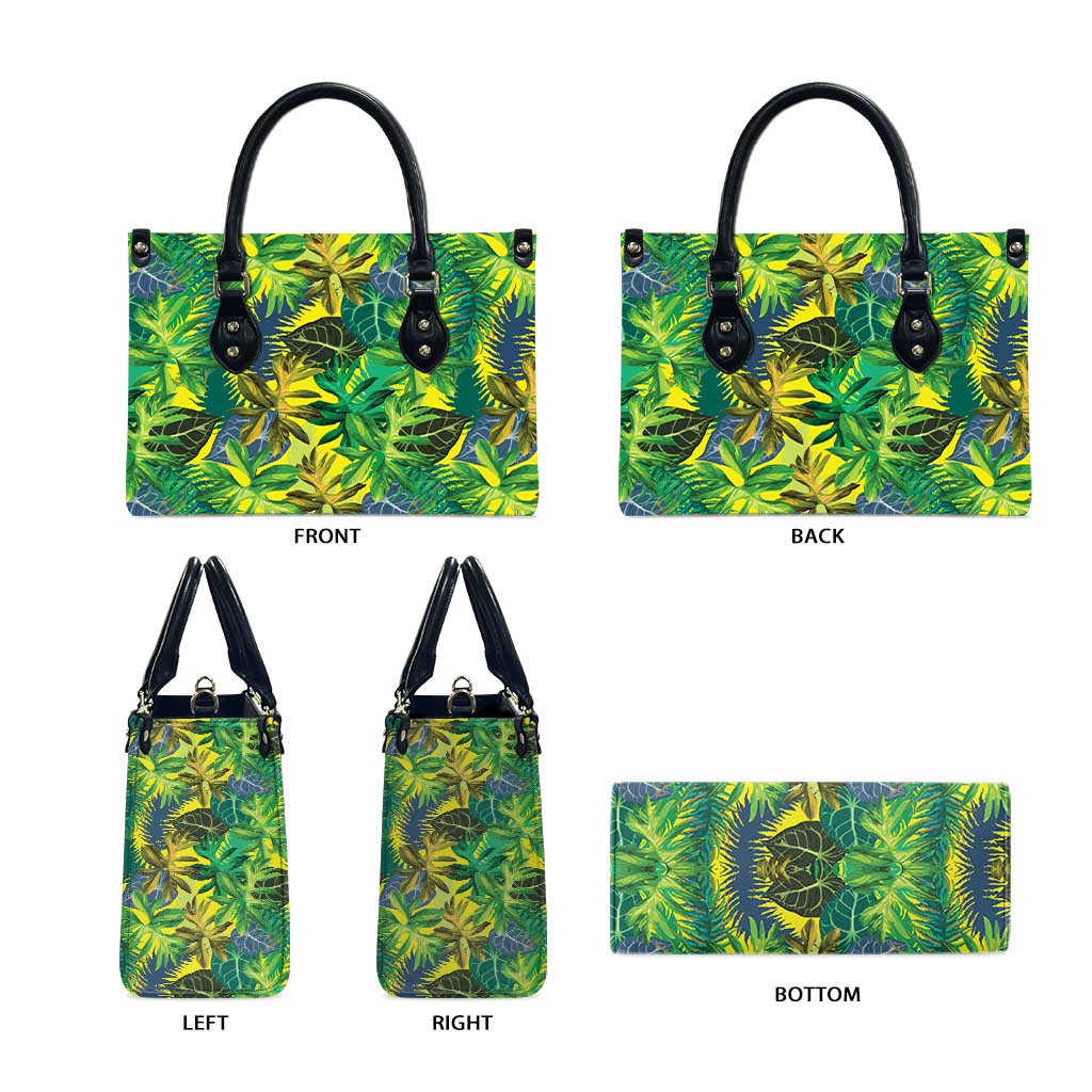 Hawaii Summer Tropical Leaves Leather Bag - Polynesian Pride