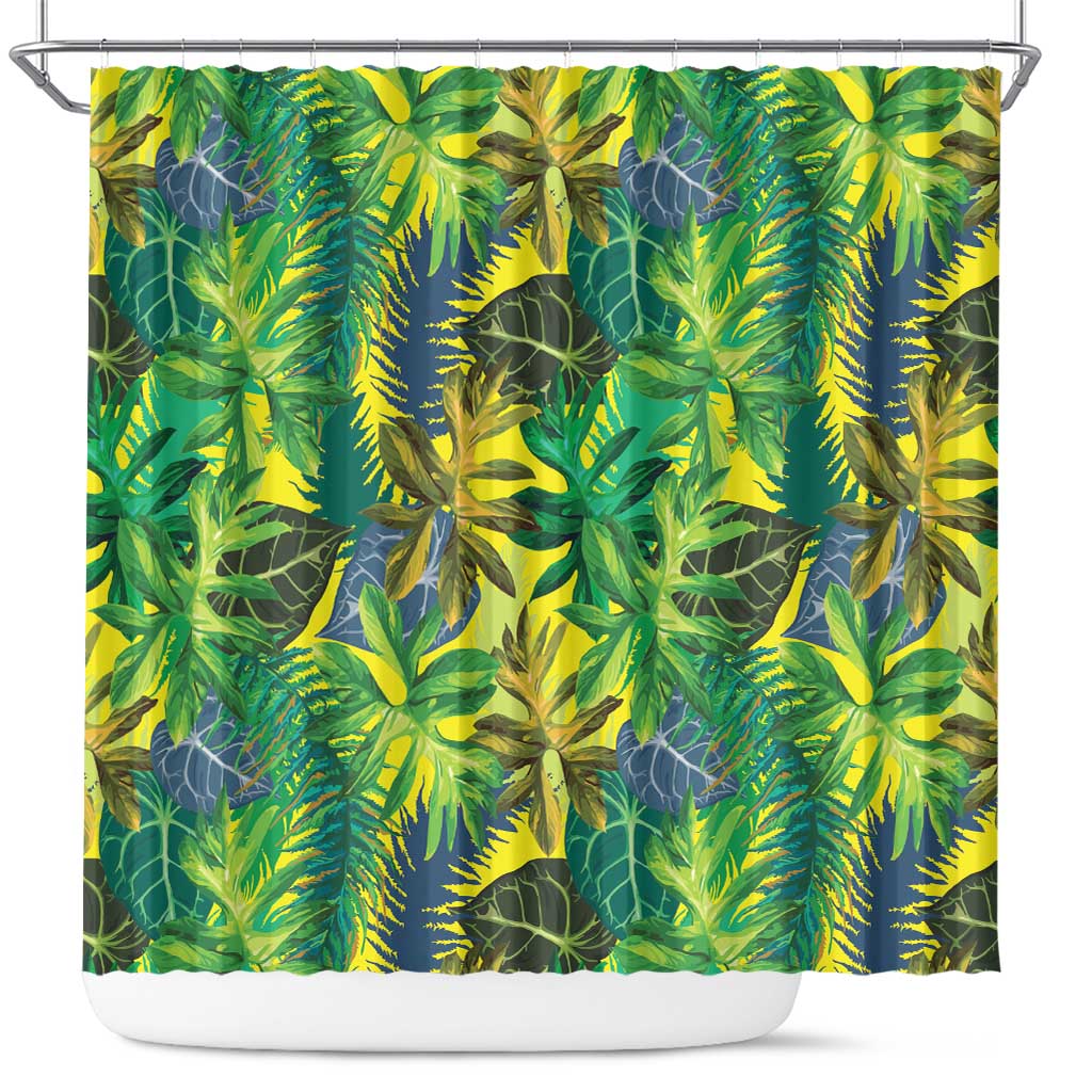 Hawaii Summer Tropical Leaves Shower Curtain LT01 Yellow - Polynesian Pride