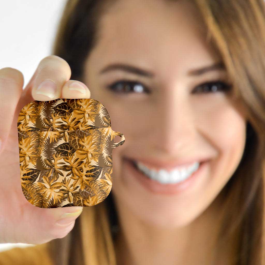 Hawaii Gold Tropical Leaves AirPods Case - Polynesian Pride
