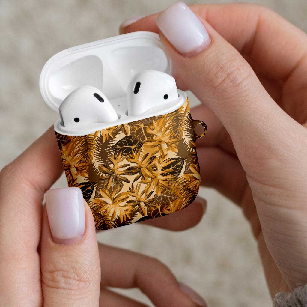 Hawaii Gold Tropical Leaves AirPods Case - Polynesian Pride