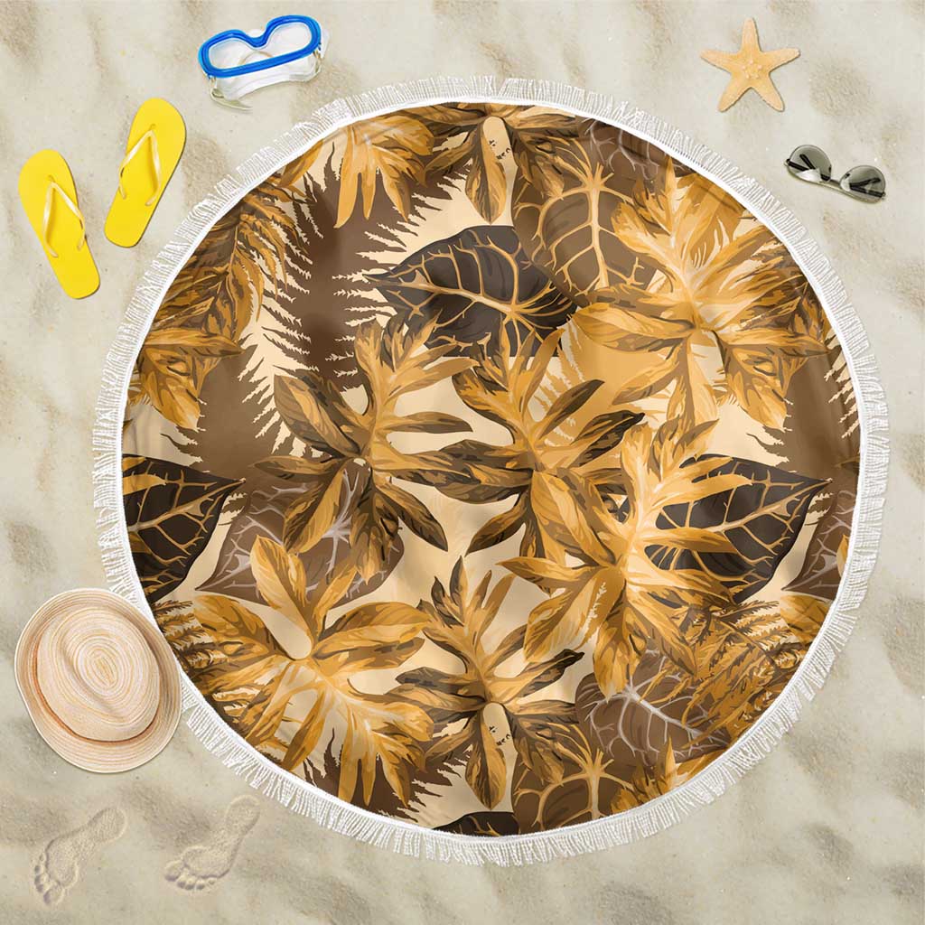 Hawaii Gold Tropical Leaves Beach Blanket - Polynesian Pride