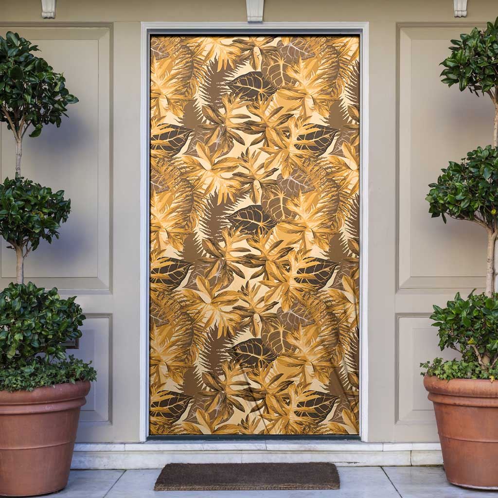 Hawaii Gold Tropical Leaves Door Cover LT01 Gold - Polynesian Pride