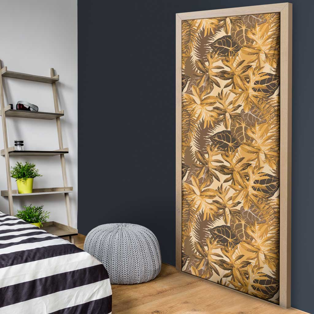 Hawaii Gold Tropical Leaves Door Cover - Polynesian Pride