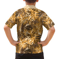 Hawaii Gold Tropical Leaves Family Matching Short Sleeve Bodycon Dress and Hawaiian Shirt LT01 - Polynesian Pride