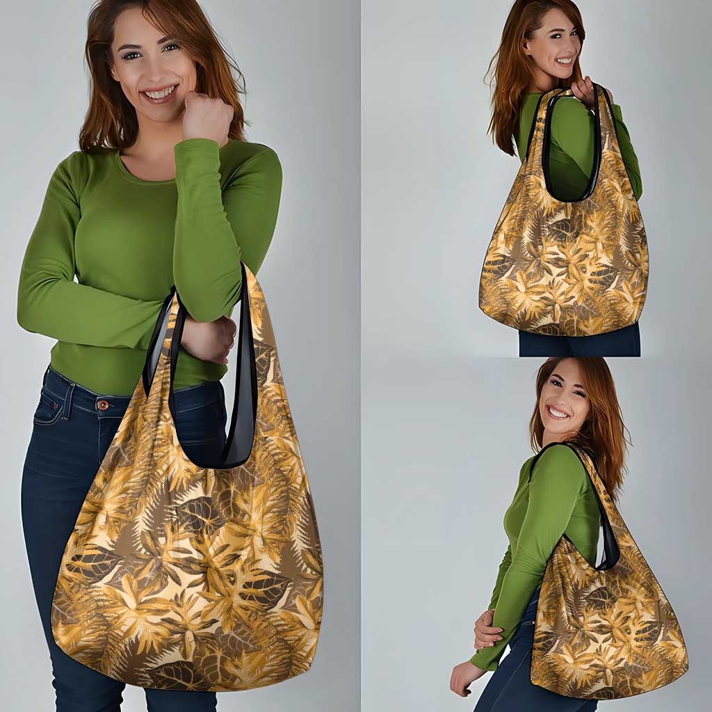 Hawaii Gold Tropical Leaves Grocery Bag - Polynesian Pride