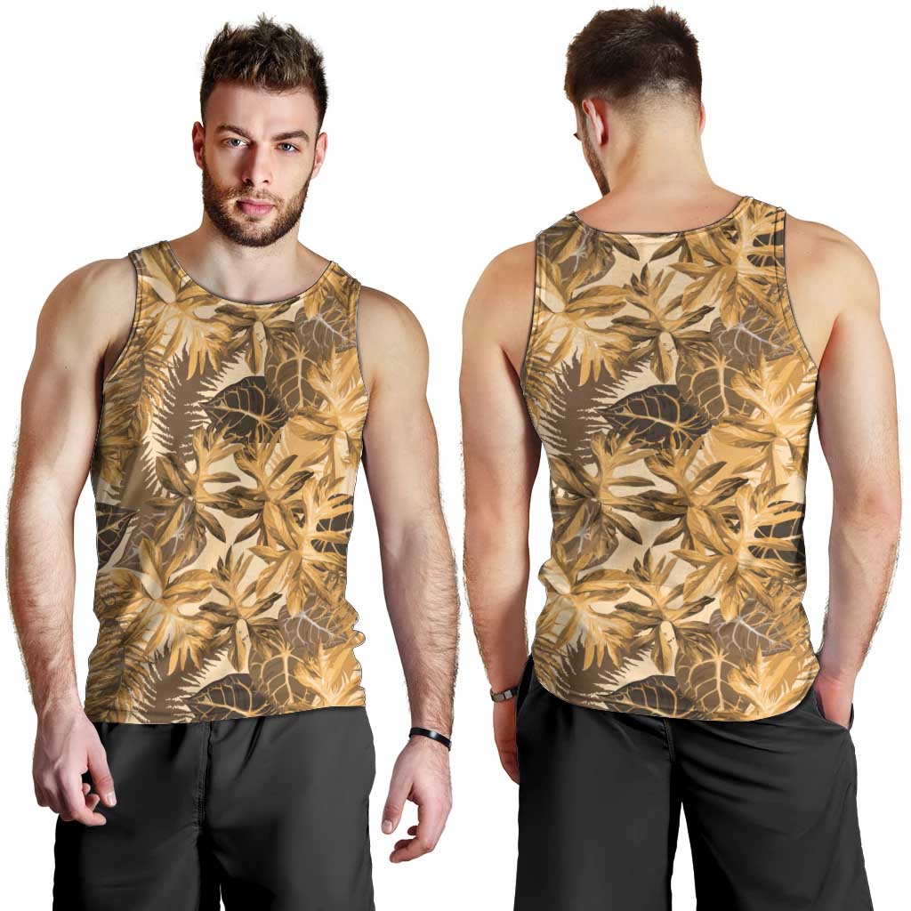 Hawaii Gold Tropical Leaves Men Tank Top - Polynesian Pride
