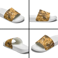 Hawaii Gold Tropical Leaves Slide Sandals - Polynesian Pride