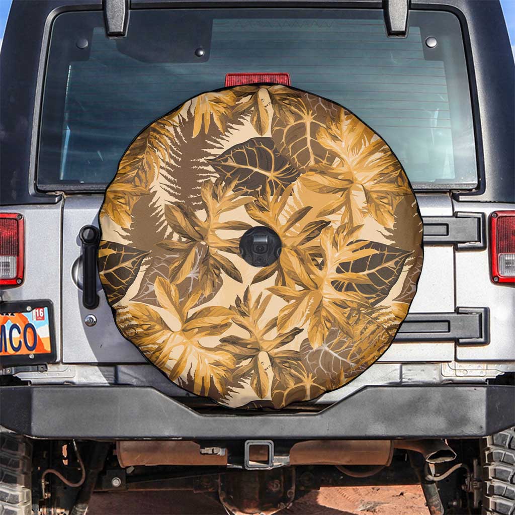 Hawaii Gold Tropical Leaves Spare Tire Cover - Polynesian Pride