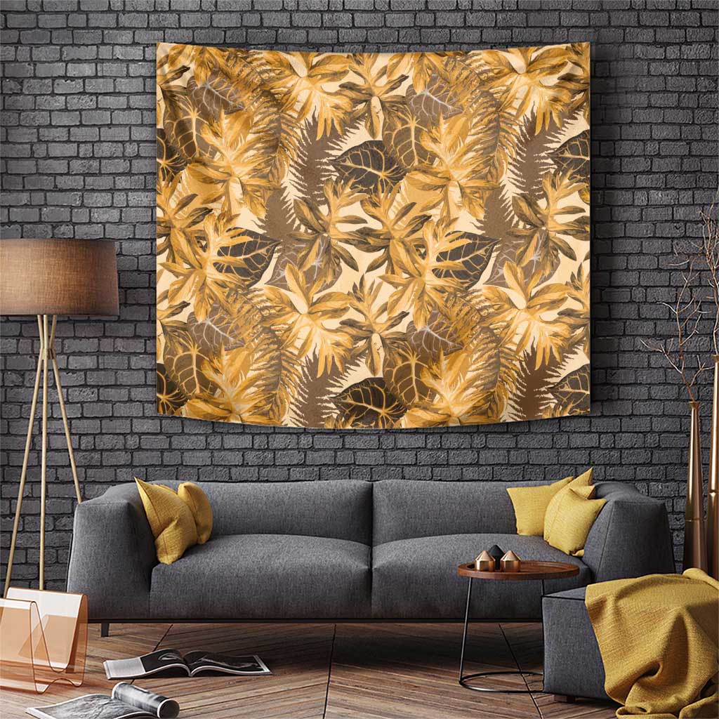 Hawaii Gold Tropical Leaves Tapestry LT01 Gold - Polynesian Pride