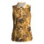 Hawaii Gold Tropical Leaves Women Sleeveless Polo Shirt - Polynesian Pride