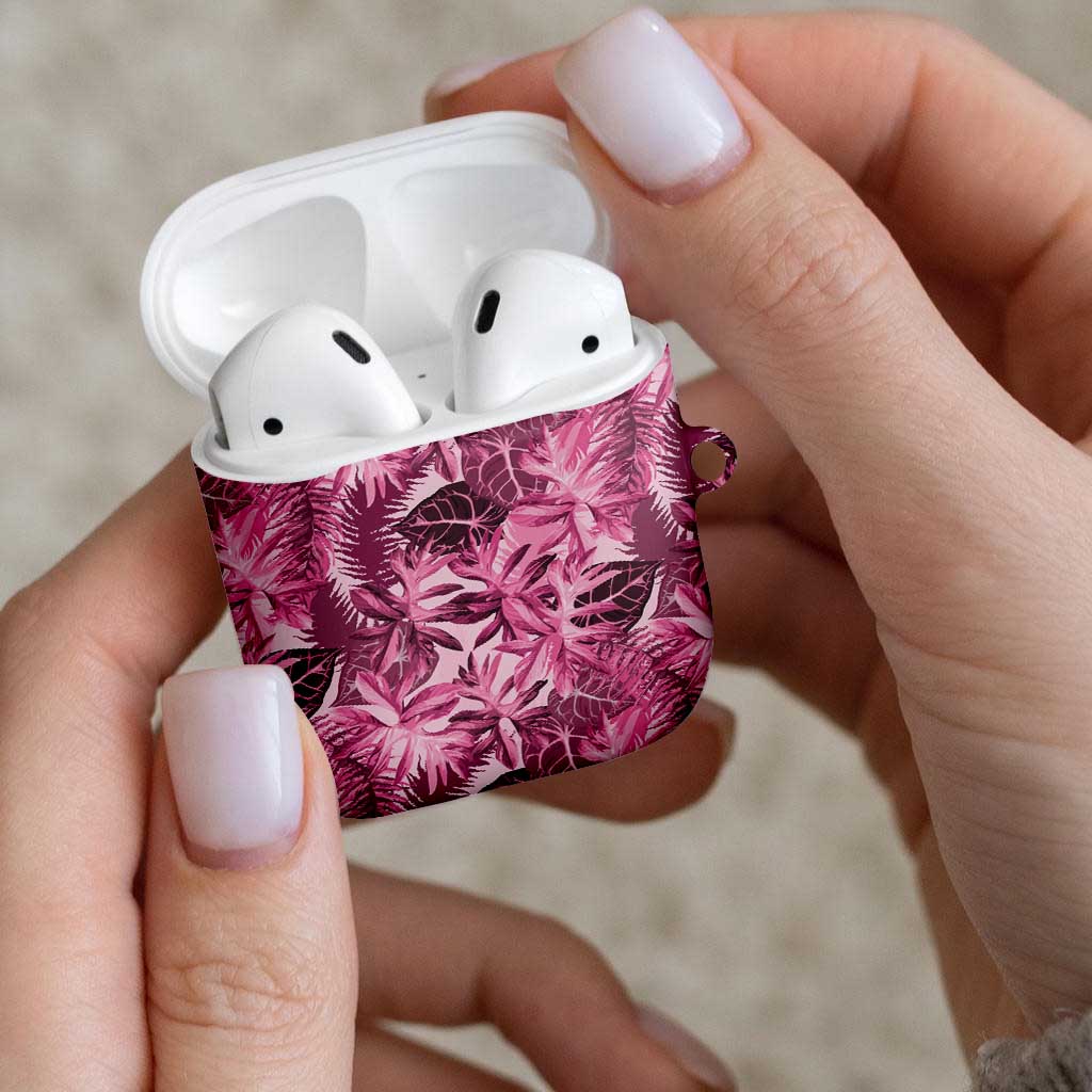 Hawaii Pink Tropical Leaves AirPods Case - Polynesian Pride