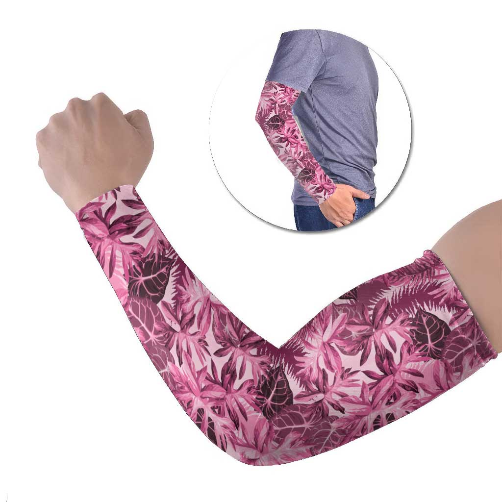 Hawaii Pink Tropical Leaves Arm Sleeves LT01 Set of 2 Pink - Polynesian Pride