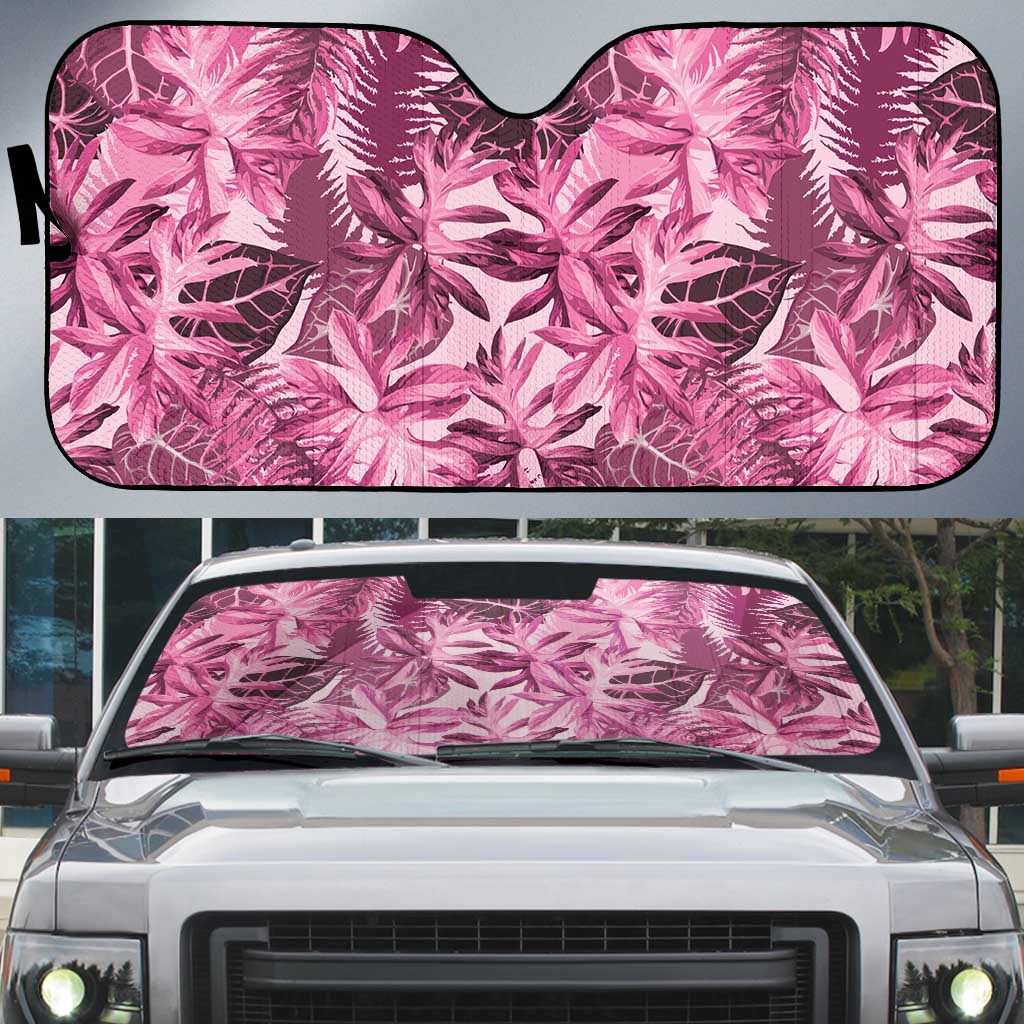 Hawaii Pink Tropical Leaves Auto Sun Shade LT01 Pink - Polynesian Pride