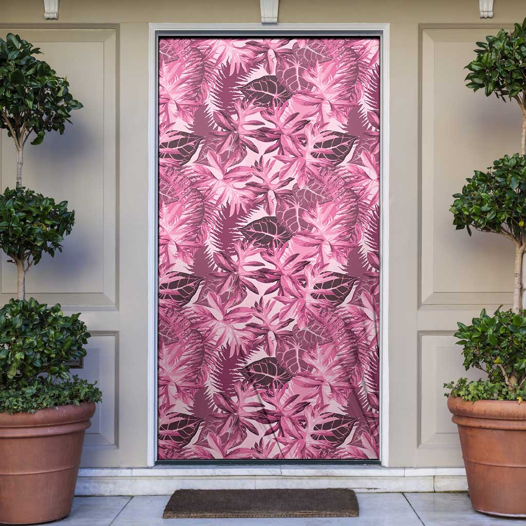 Hawaii Pink Tropical Leaves Door Cover LT01 Pink - Polynesian Pride