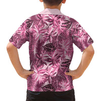 Hawaii Pink Tropical Leaves Family Matching Long Sleeve Bodycon Dress and Hawaiian Shirt LT01 - Polynesian Pride