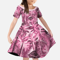 Hawaii Pink Tropical Leaves Family Matching Mermaid Dress and Hawaiian Shirt - Polynesian Pride