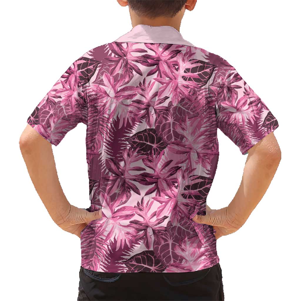 Hawaii Pink Tropical Leaves Family Matching Short Sleeve Bodycon Dress and Hawaiian Shirt LT01 - Polynesian Pride