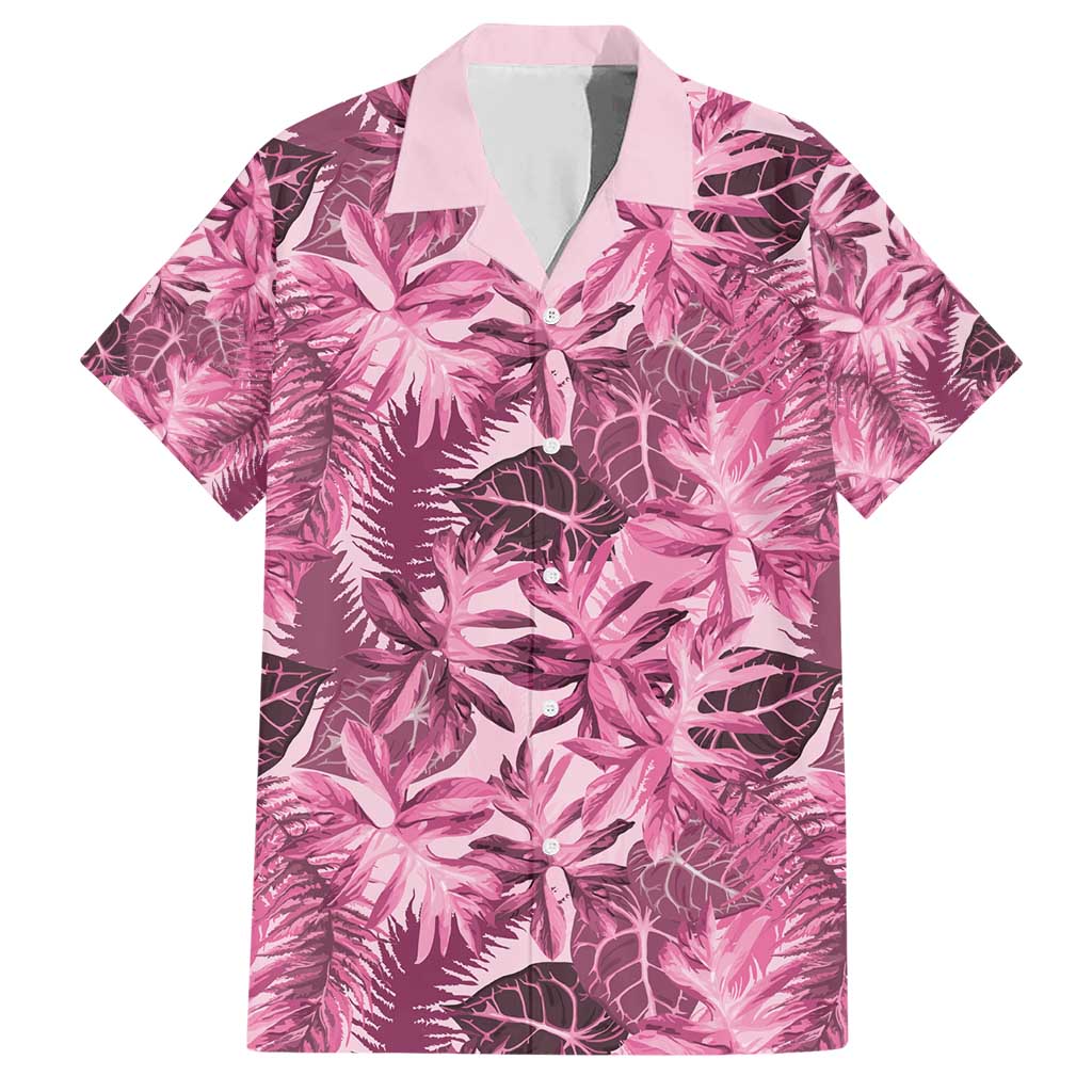 Hawaii Pink Tropical Leaves Family Matching Short Sleeve Bodycon Dress and Hawaiian Shirt LT01 Dad's Shirt - Short Sleeve Pink - Polynesian Pride