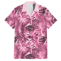 Hawaii Pink Tropical Leaves Family Matching Short Sleeve Bodycon Dress and Hawaiian Shirt LT01 Dad's Shirt - Short Sleeve Pink - Polynesian Pride