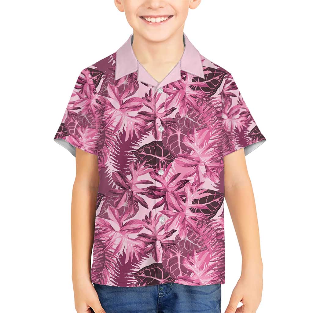 Hawaii Pink Tropical Leaves Family Matching Short Sleeve Bodycon Dress and Hawaiian Shirt LT01 Son's Shirt Pink - Polynesian Pride