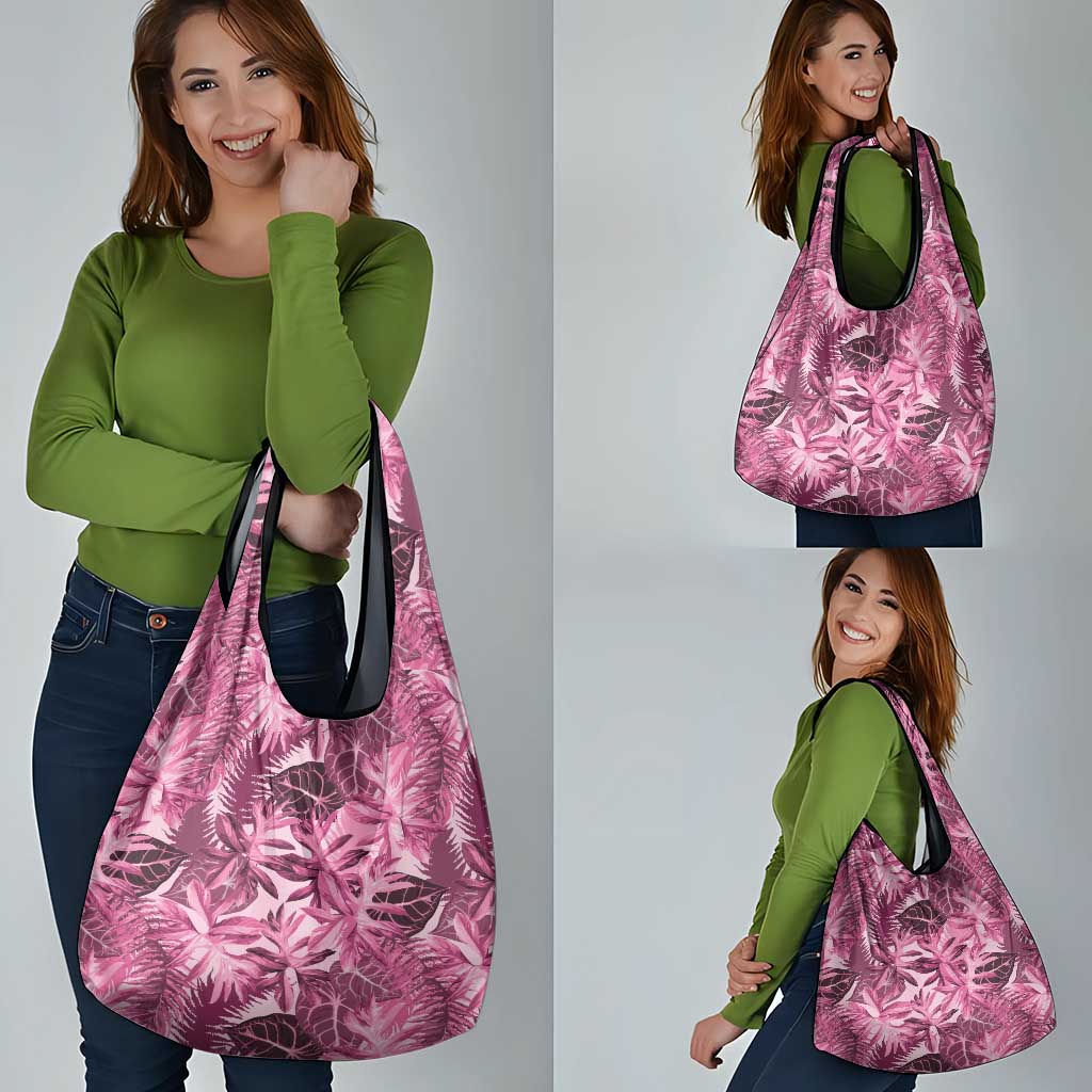 Hawaii Pink Tropical Leaves Grocery Bag - Polynesian Pride