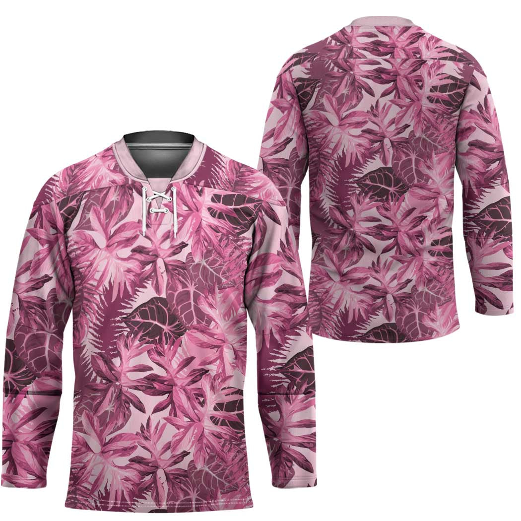 Hawaii Pink Tropical Leaves Hockey Jersey - Polynesian Pride