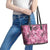Hawaii Pink Tropical Leaves Leather Tote Bag - Polynesian Pride