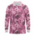 Hawaii Pink Tropical Leaves Long Sleeve Polo Shirt - Polynesian Pride