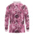 Hawaii Pink Tropical Leaves Long Sleeve Polo Shirt - Polynesian Pride