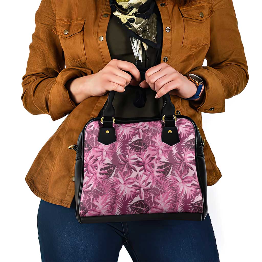 Hawaii Pink Tropical Leaves Shoulder Handbag - Polynesian Pride
