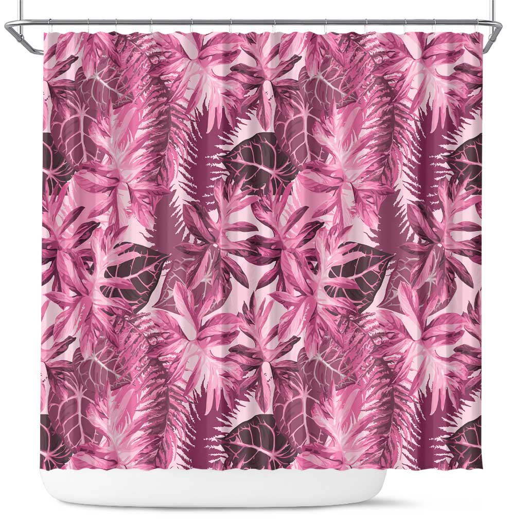 Hawaii Pink Tropical Leaves Shower Curtain LT01 Pink - Polynesian Pride