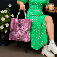 Hawaii Pink Tropical Leaves Tote Bag - Polynesian Pride