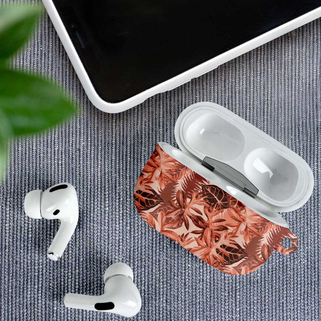 Hawaii Red Brown Tropical Leaves AirPods Case - Polynesian Pride