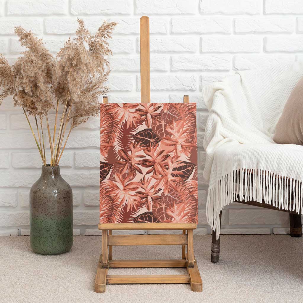 Hawaii Red Brown Tropical Leaves Canvas Wall Art - Polynesian Pride