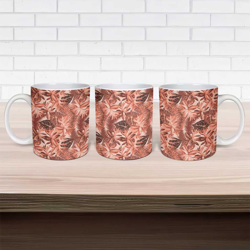 Hawaii Red Brown Tropical Leaves Ceramic Mug - Polynesian Pride