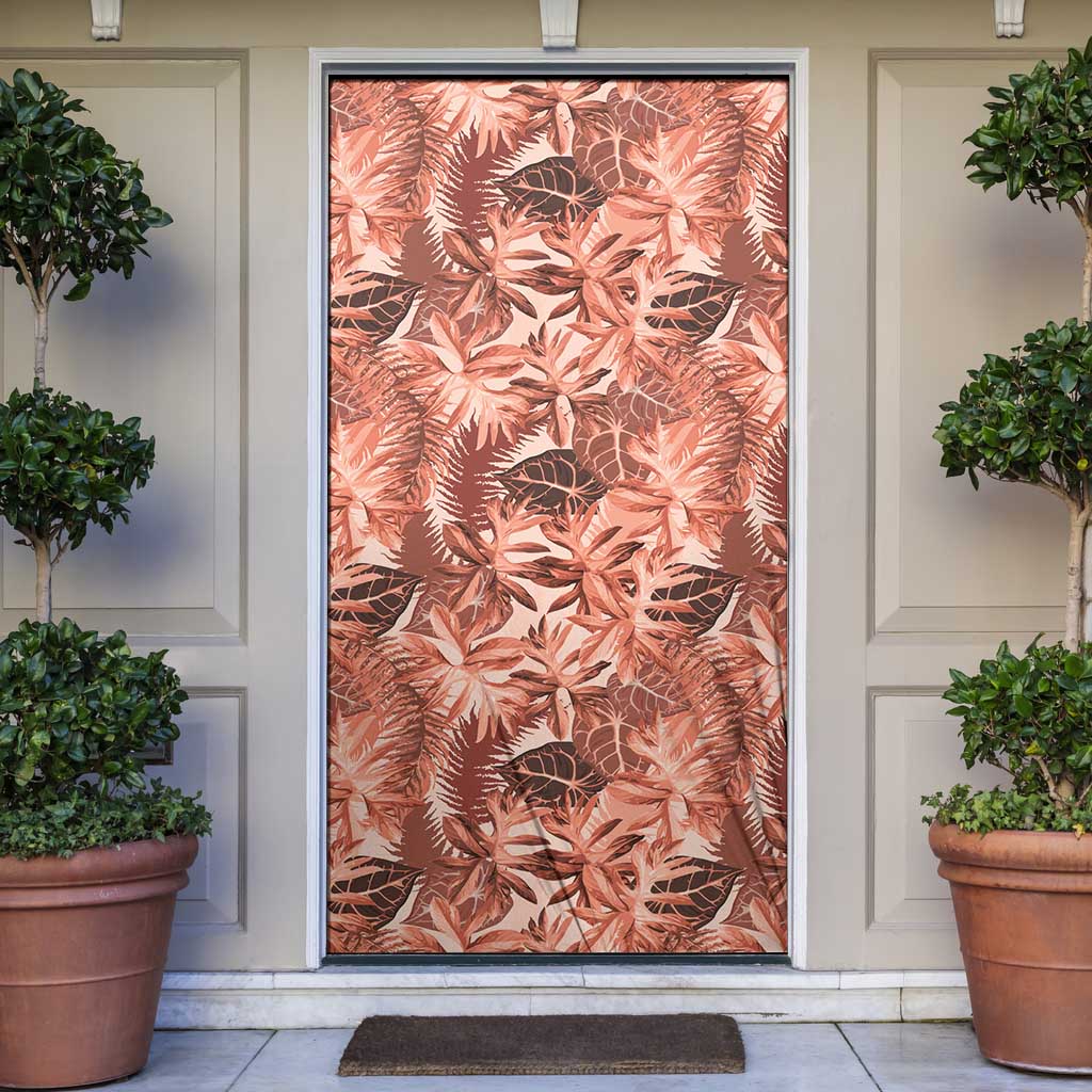 Hawaii Red Brown Tropical Leaves Door Cover LT01 Brown - Polynesian Pride