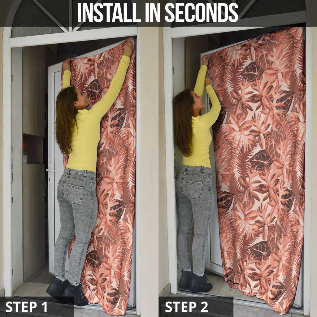 Hawaii Red Brown Tropical Leaves Door Cover - Polynesian Pride