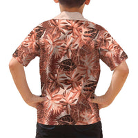 Hawaii Red Brown Tropical Leaves Family Matching Off Shoulder Maxi Dress and Hawaiian Shirt - Polynesian Pride