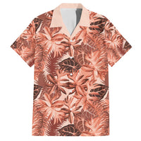 Hawaii Red Brown Tropical Leaves Family Matching Off Shoulder Short Dress and Hawaiian Shirt - Polynesian Pride