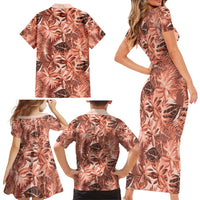 Hawaii Red Brown Tropical Leaves Family Matching Short Sleeve Bodycon Dress and Hawaiian Shirt LT01 - Polynesian Pride