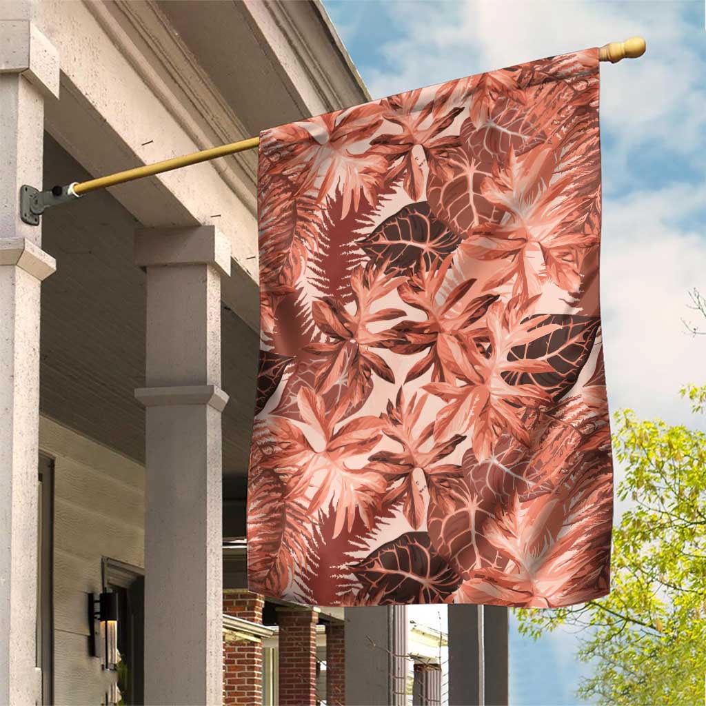 Hawaii Red Brown Tropical Leaves Garden Flag - Polynesian Pride